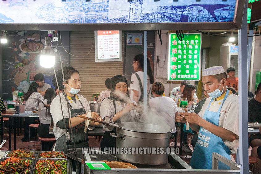 Booths at Lanzhou Night Market